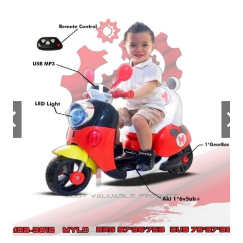 MOTOR AKI ANAK SCOTER KARAKTER MICKY PAKAI REMOTE