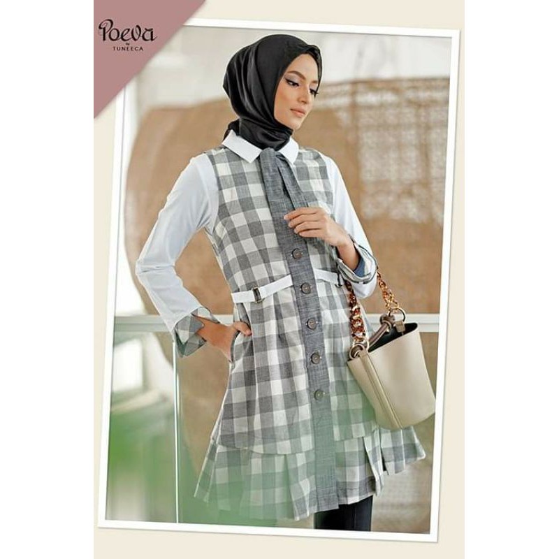 POEVA 60S MOD BY TUNEECA DISKON SALE PROMO PV-0520006 TUNIK SHORT DRESS ATASAN WANITA