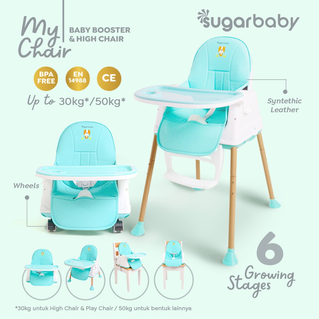GOJEK TERLARIS baby chair Sugar baby SUPER CHAIR / My Chair / FUN CHAIR / SIT ON ME / K Chair Klassic Chair KURSI makan BAYI 4IN1 FOLDED BOOSTER  &amp; CHAIR SUGARBABY (Baby Booster &amp; High Chair) : 6 Growing Stages