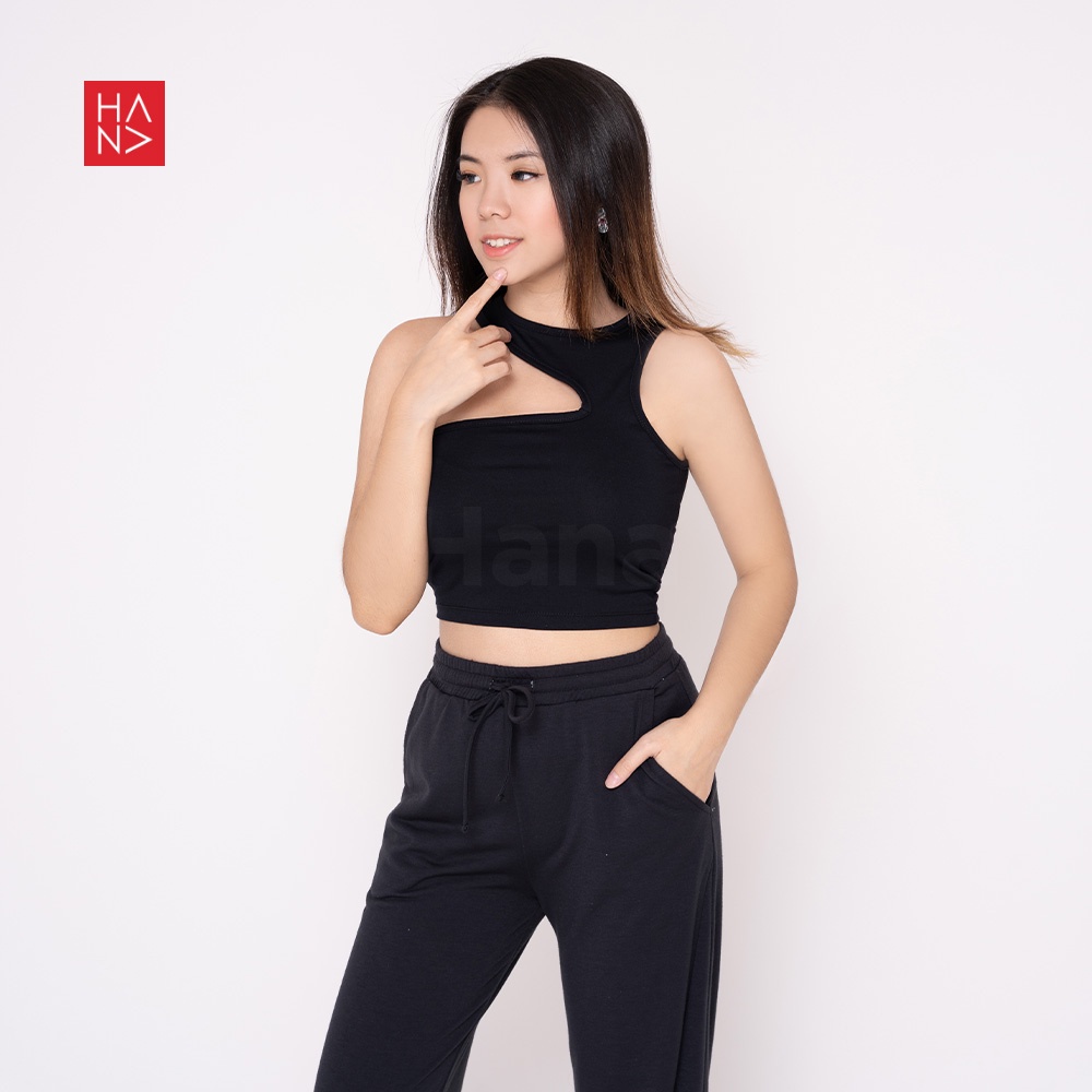 HanaFashion JKT - One-Shoulder Crop Tank Top Best Seller Tengtop Wanita Murah - CT011