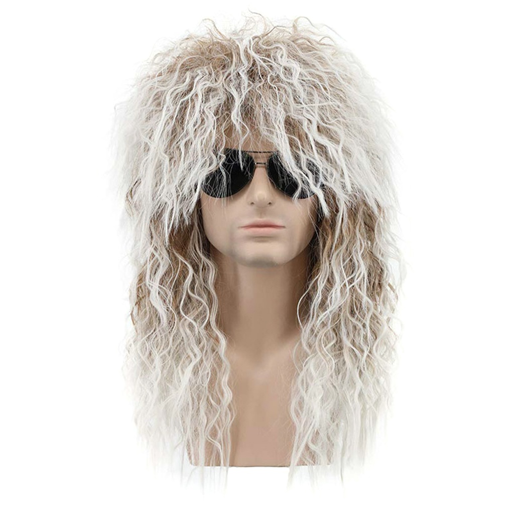 Wig Punk Heavy Metal Rocker Curly Long Wig Hairpiece