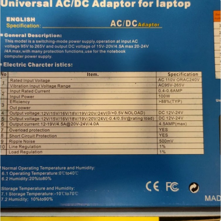 ADAPTOP LAPTOP UNIVERSAL 12V-24V 12 VOLT 24 VOLT MULTI FUNGSI