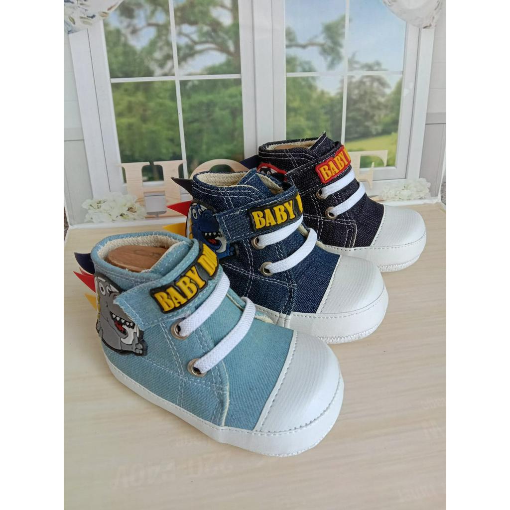 Sepatu Bayi Laki-Laki Prewalkers 0-12 Bulan Terbaru Model Dinosaurus/ Sepatu Bayi Murah