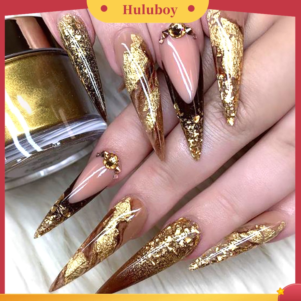 Huluboy Huluboy♡ 1 Kotak Serpihan Foil Emas Metalik Ultra Tipis Warna Cerah Untuk Membuat Kerajinan Kuku