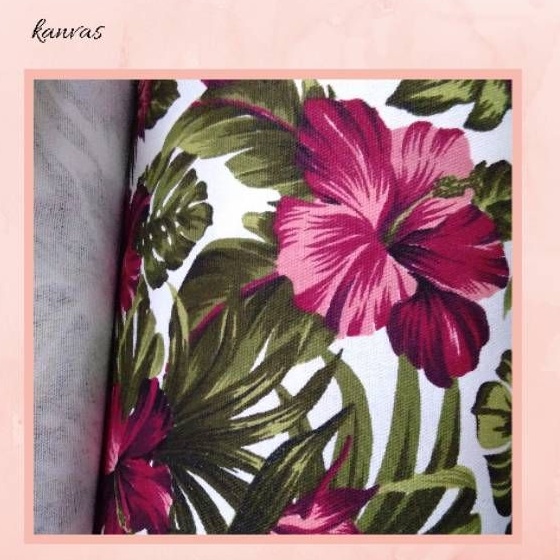 Kain Kanvas Motif Bunga Sepatu / Hibisco