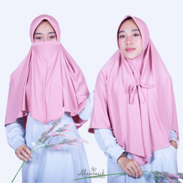 Jilbab Saudi AISYAH Pet Antem anti corona hijab instan niqob safety masker ALANTASIK R.14