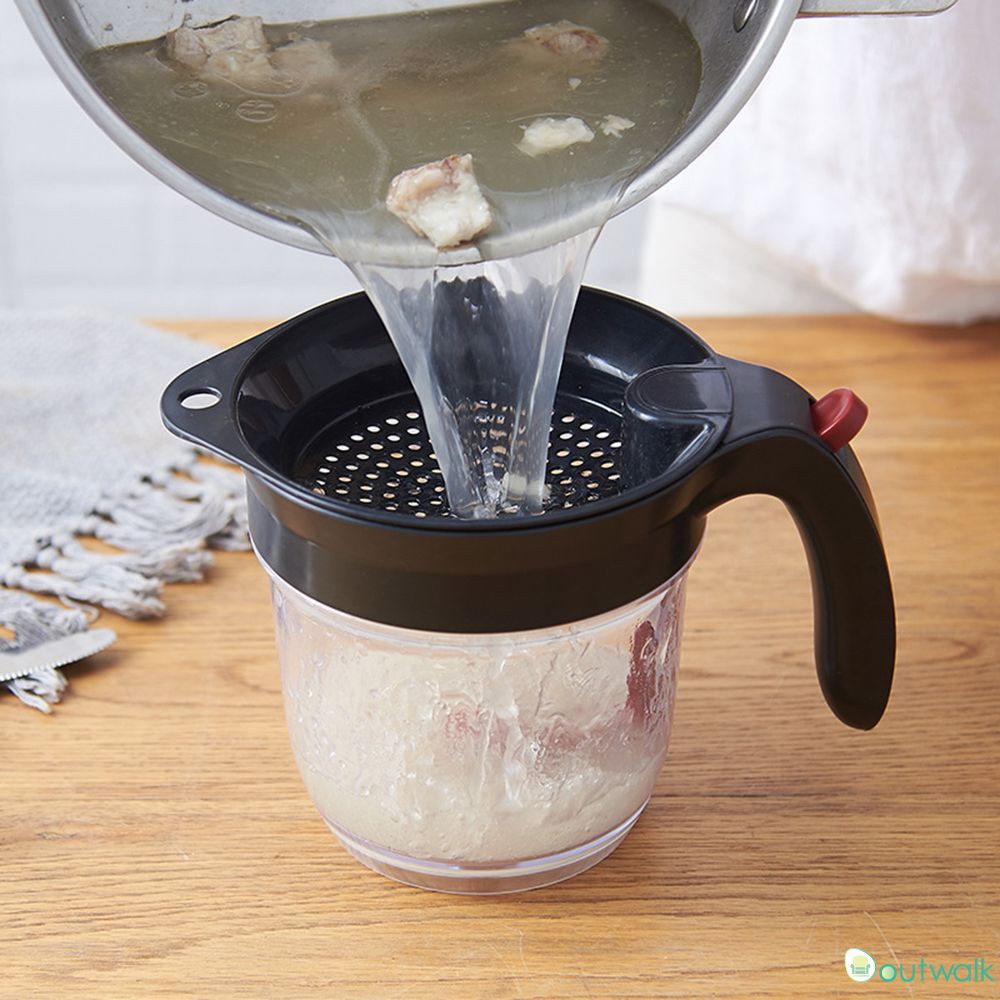 Multi-use Gravy Oil Soup Fat Separator Grease Oiler Filter Strainer Bowl Home Kitchen Cooking Tools outwalk