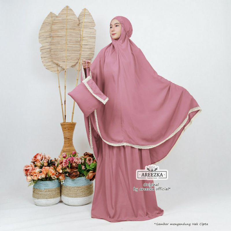Mukena Rayon Polos Renda kecil/Besar