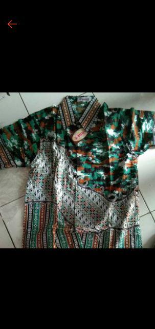 Bswart Batik Hrb026 Kenongo Hem Pendek Padi Pekalongan M L Xl  Batik Pria Murah Modern Grosir