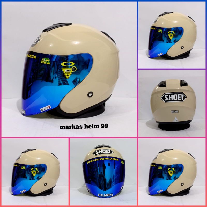 HELM DYR KYOTO CREAM GLOSS PAKET GANTENG-paket venom blue