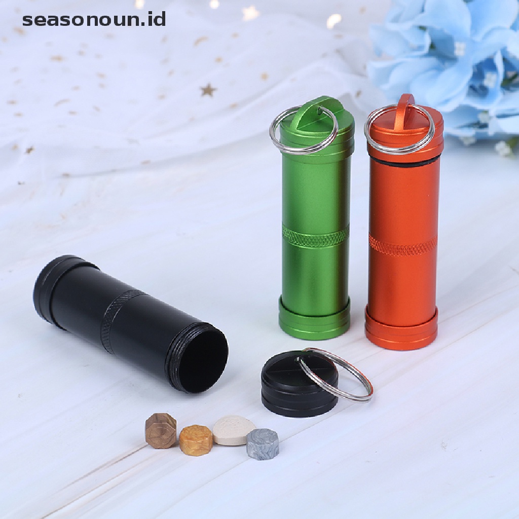 (seasonoun) 1pc Botol Kapsul Mini EDC Anti Air Holder Obat Pil Untuk Outdoor / Survival