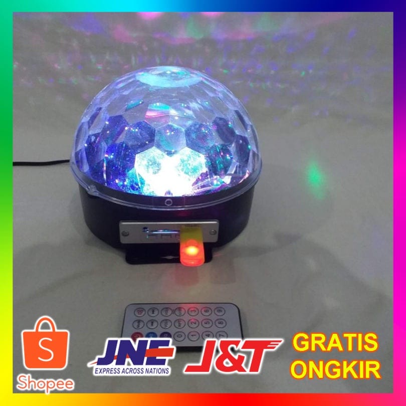 Lampu Disco LED Magic Ball Crystal 20W + Remote Control FREE Flashdisk