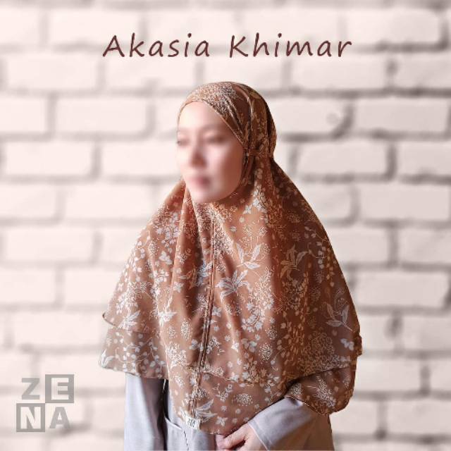 Jilbab Instan Tali Motif Akasia Brown