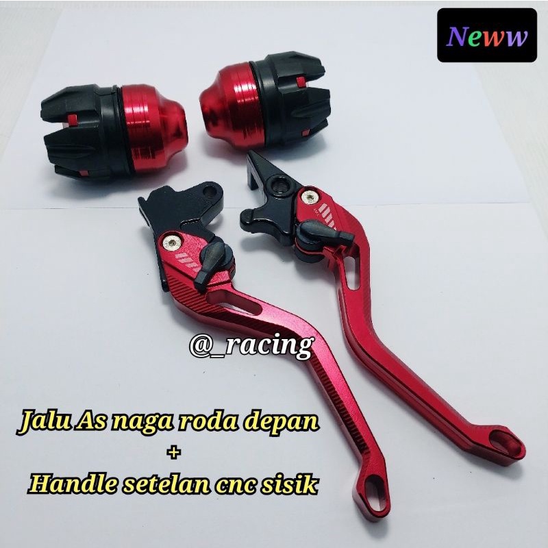 Handle rem kiri kanan dan jalu as roda depan mio merah