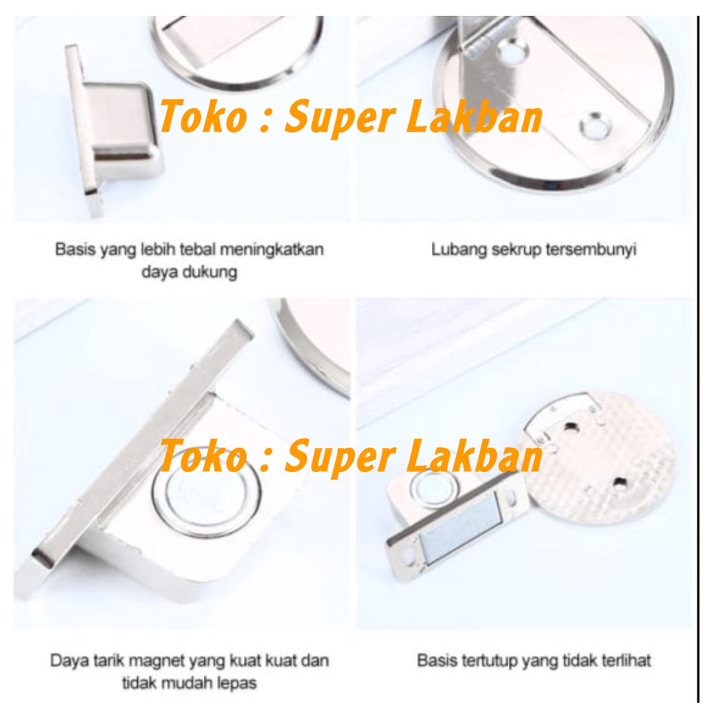 Penahan Pintu Magnet Tempel Pengganjal Pintu Stainless Penahan Lemari Laci Door Stopper Anti Bentur