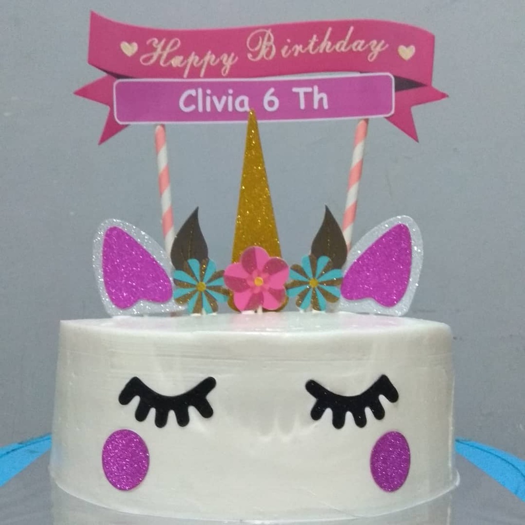 

Bolu Ulang Tahun Bulat / Birthday / Anniveersary / Khitanan / Ucapan / Hiasan Topper / Custom / Lucu