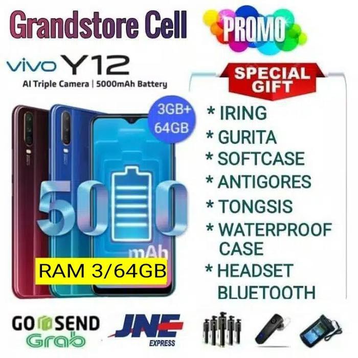 Hape/Handphone VIVO Y12 RAM 3/64GB GARANSI RESMI VIVO INDONESIA - Biru