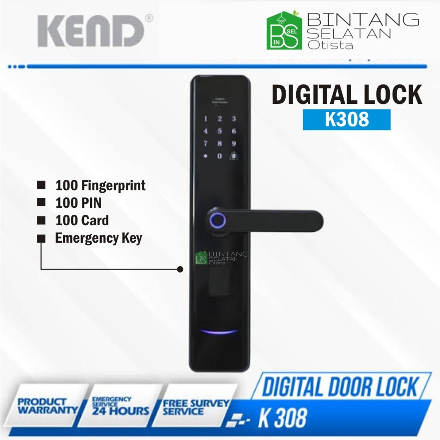 DIGITAL DOORLOCK KUNCI DIGITAL KEND K-308 FINGERPRINT AKSES