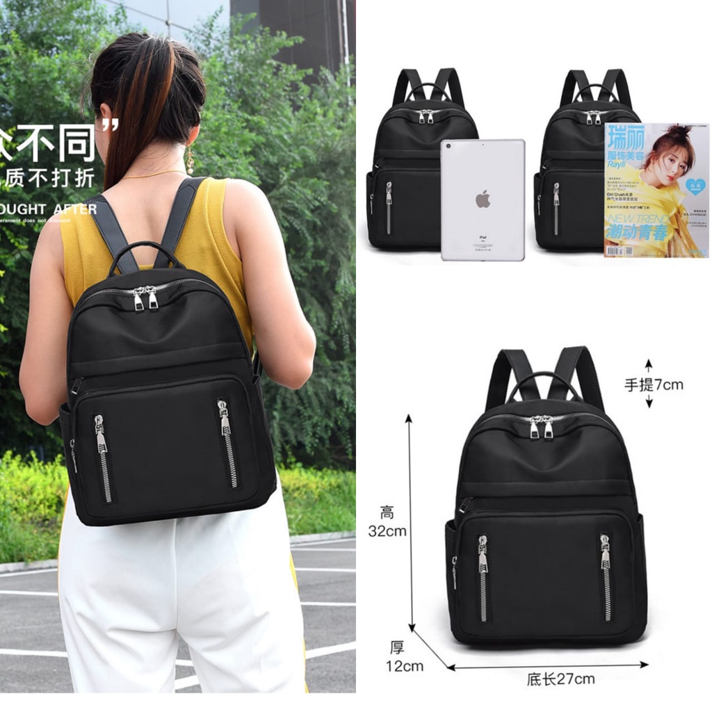 TAS RANSEL WANITA BACKPACK KOREA PREMIUM IMPORT ANTI AIR HITAM PINAPA TA438B5 SEKOLAH CEWEK GENDONG PUNGGUNG KERJA KULIAH BATAM KEKINIAN MURAH