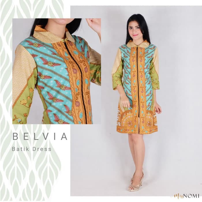 TERLARIS   Dress batik wanita pesta kuning hitam merah kuning bigsize   Kuning  S Limited