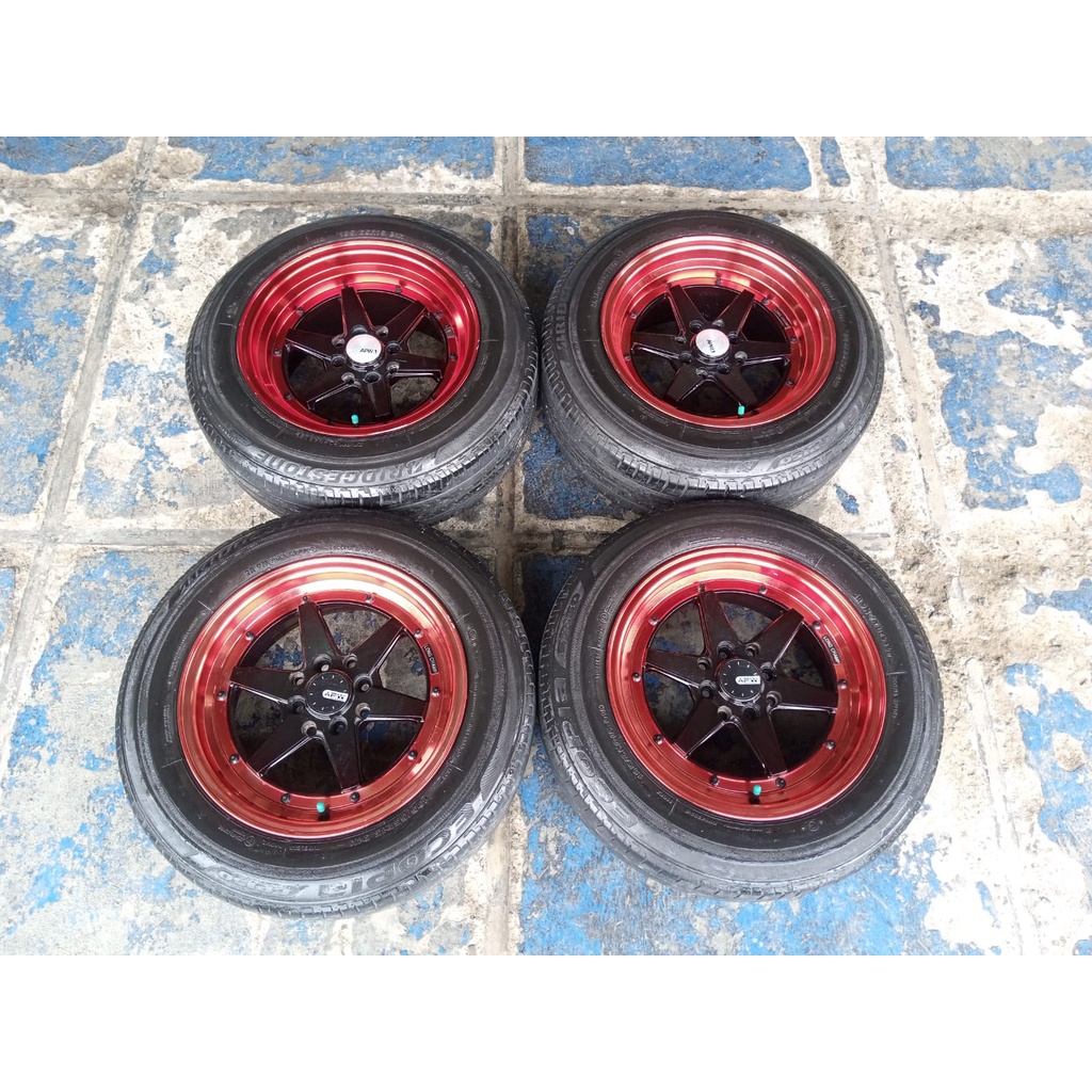 velg dan ban mobil second racing apw celong ring 15 lebar 7/8 pcd 4x100/114