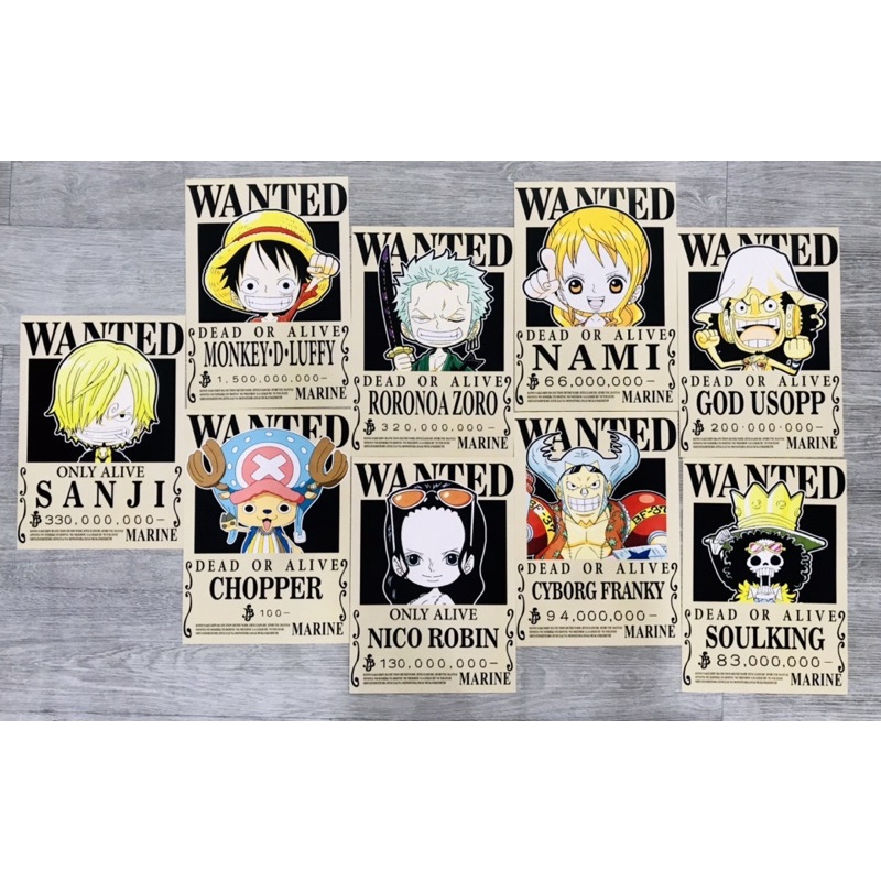 Set Poster Mugiwara Chibi Anime Manga One Piece (Tanpa Bingkai)