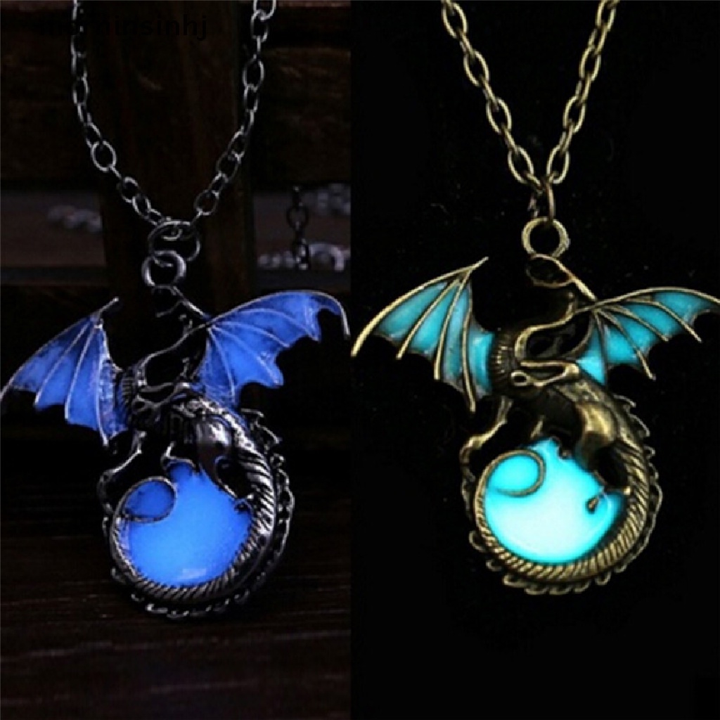 Kalung Desain Naga Bulan Glow In The Dark