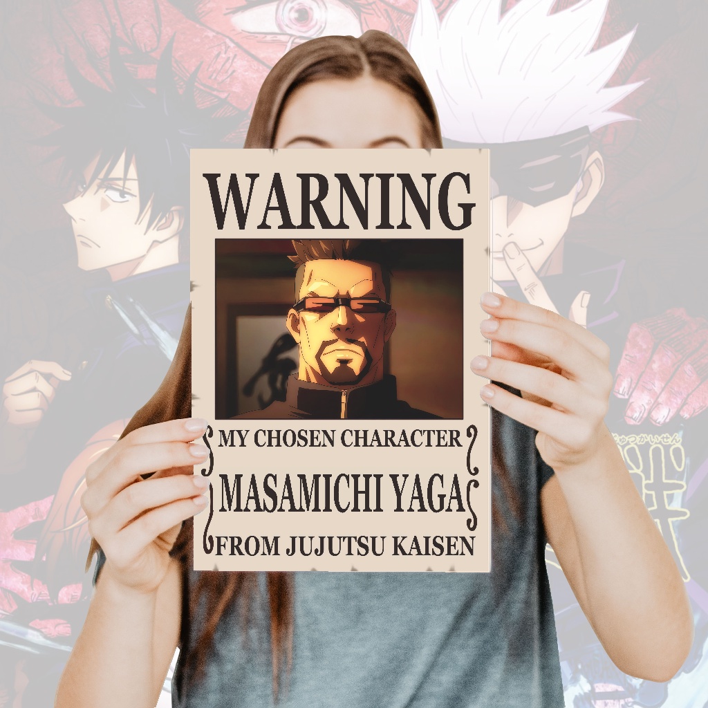 Poster Jujutsu Kaisen Warning Anime Itadori Yuji Fushiguro Megumi Gojo Satoru Sukuna- Size A4+-18 Yaga
