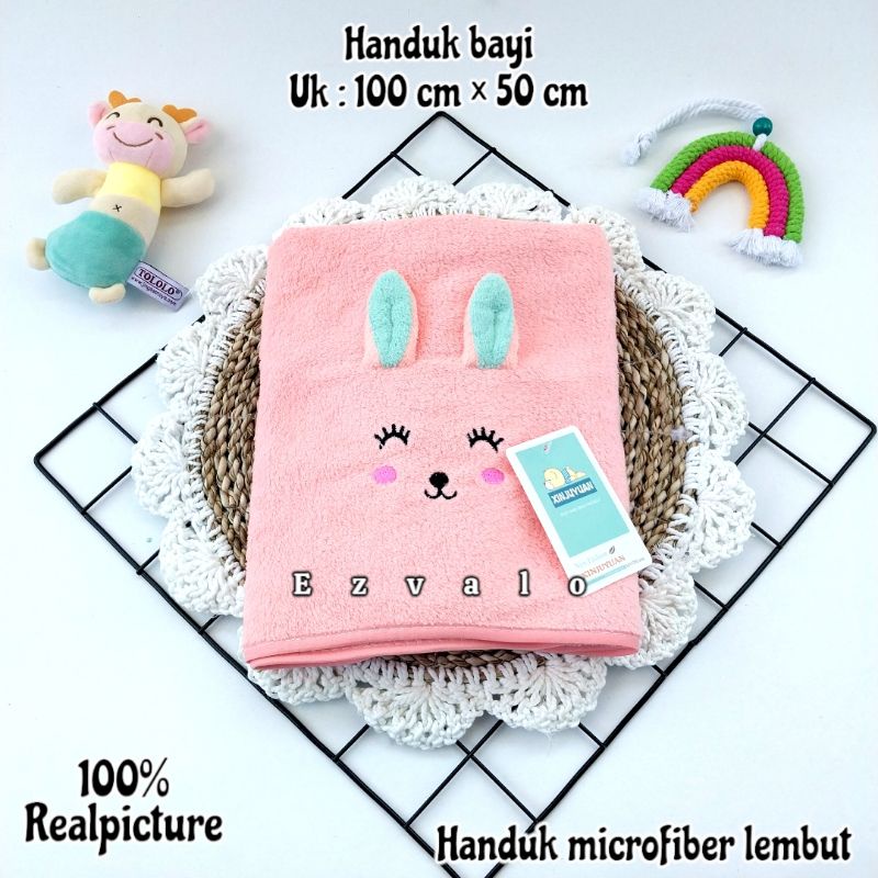 HB-04 Handuk bayi 3D kuping microfiber lembut 100cmx50cm