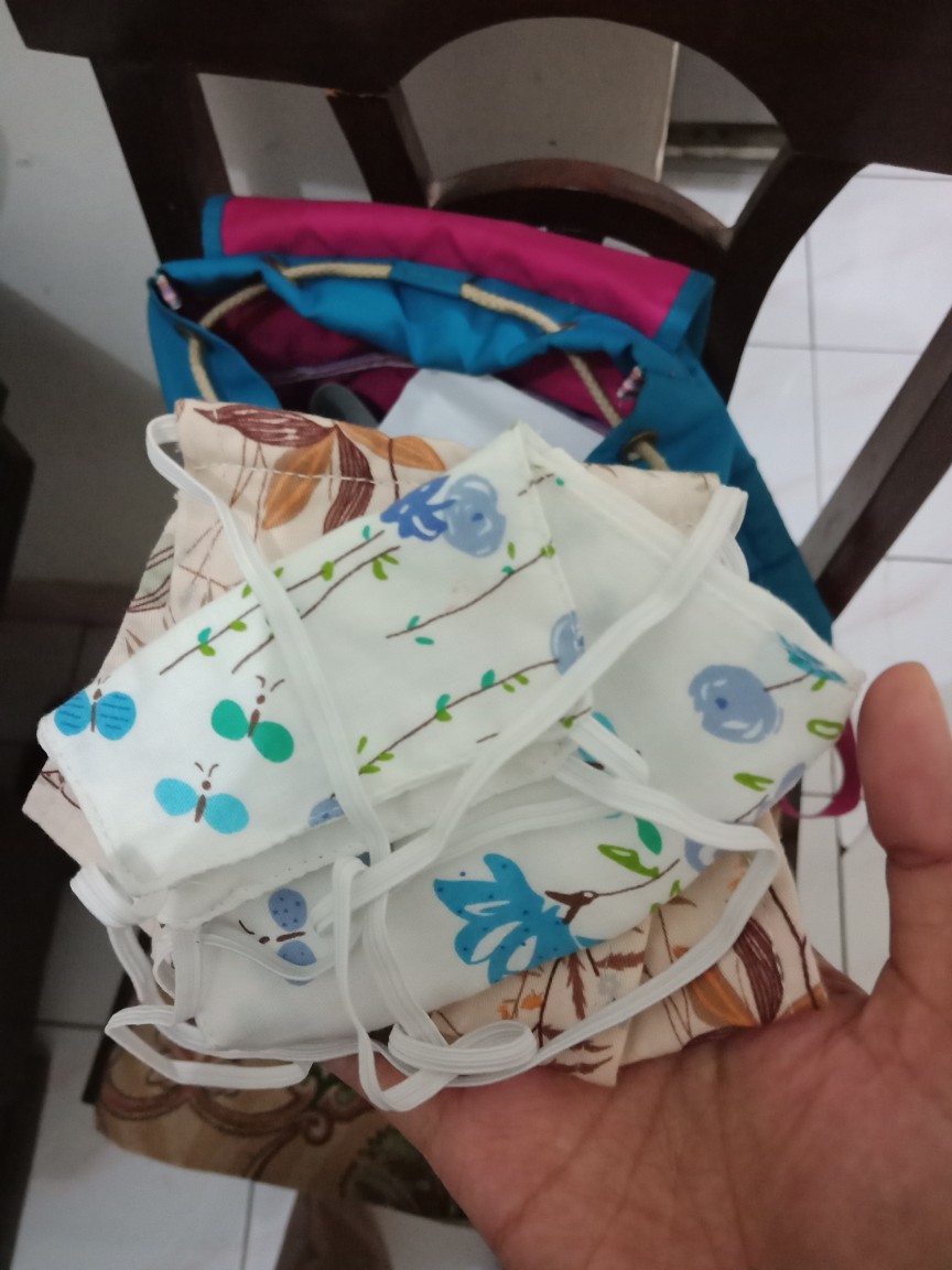 Masker Kain Katun Jepang Motif 3 Lapis / 3 Ply Ada Tempat Filter/selip Tissue