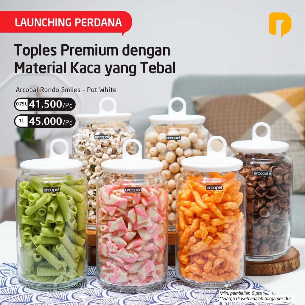 Toples unik- Arcopal Rondo Smiles (Green, Yellow, Red, White)
