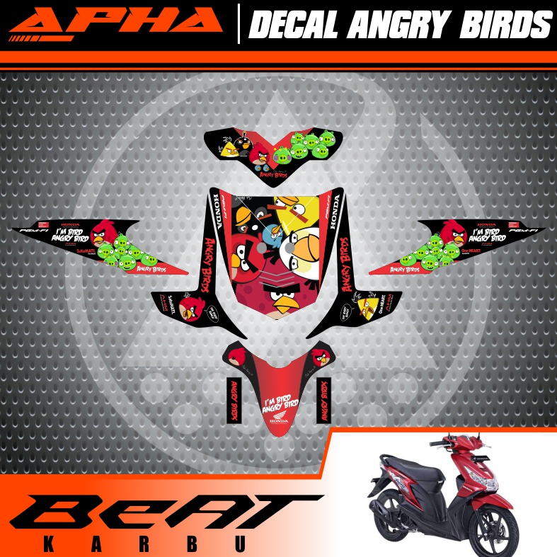 stiker beat karbu, stiker decal honda beat karbu 2008-2010 angry bird viral dan murah