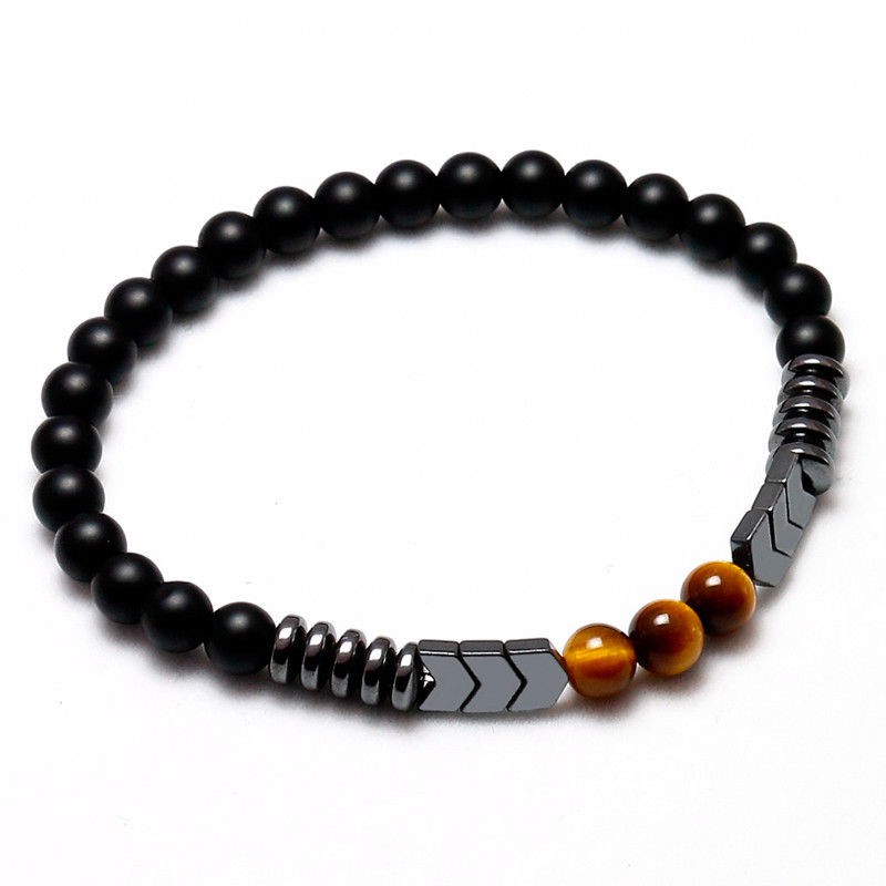 Gelang Natural Matte Onyx Tiger Eye Stone  Chakra Energy Healing