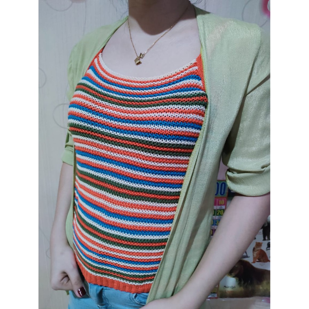 Korean Knit Crop Tank Top Tanktop Rajut