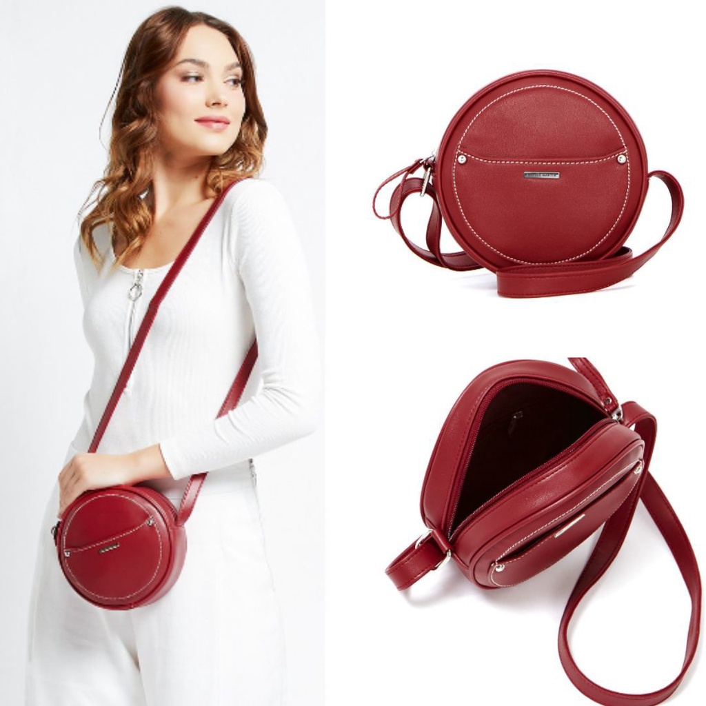 Tas bulat merah sophie martin paris T5389r clarys red