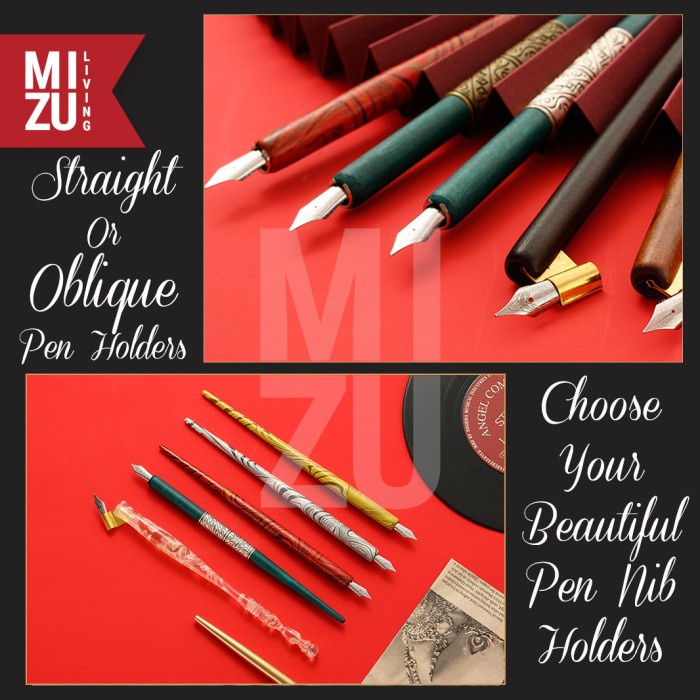 

kaligrafi-perlengkapan- mizu copperplate calligraphy set kaligrafi 1 dip pen holder 7 nibs - st red
