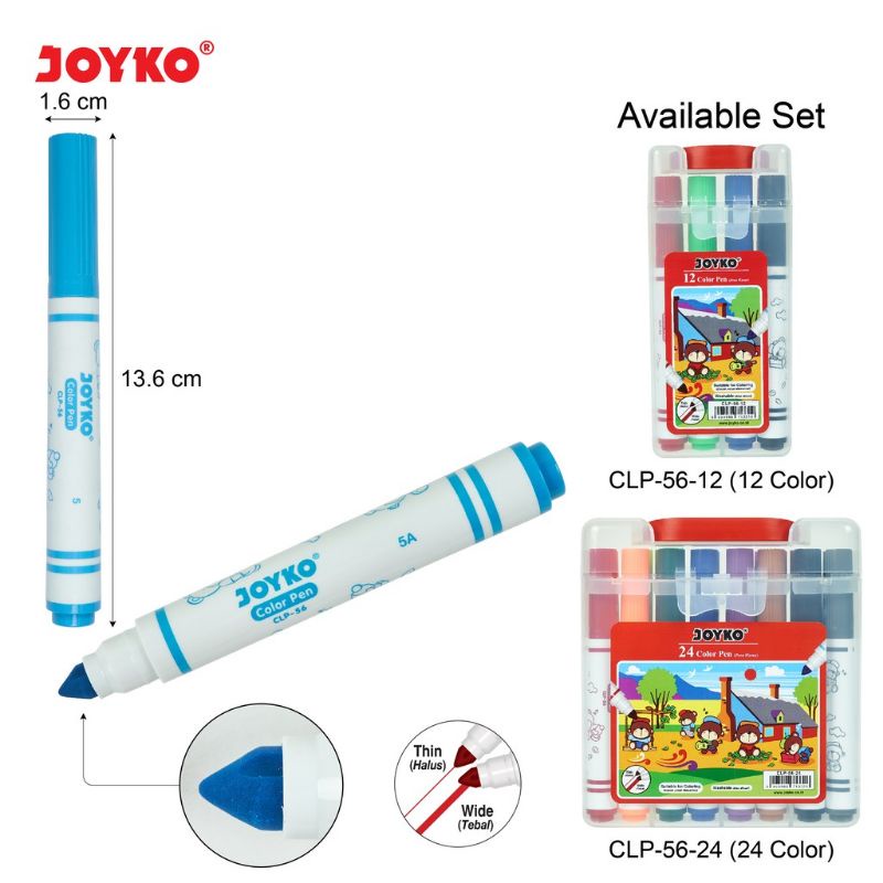 Pulpen Warna Color Pen Joyko CLP-56 24 Warna Bisa Dicuci