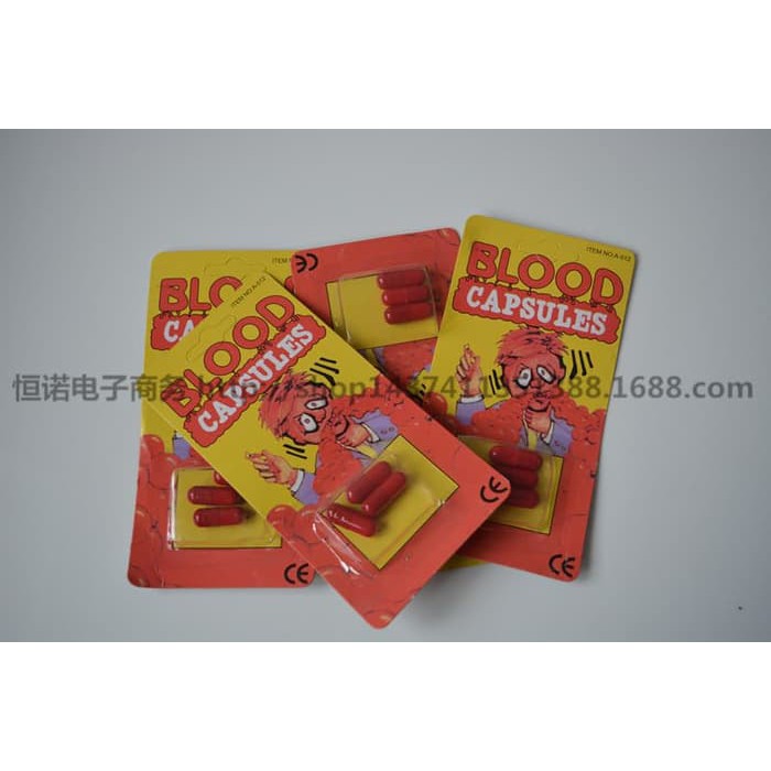 FB 3 PCS fake blood capsule kapsul bubuk darah palsu halloween prank