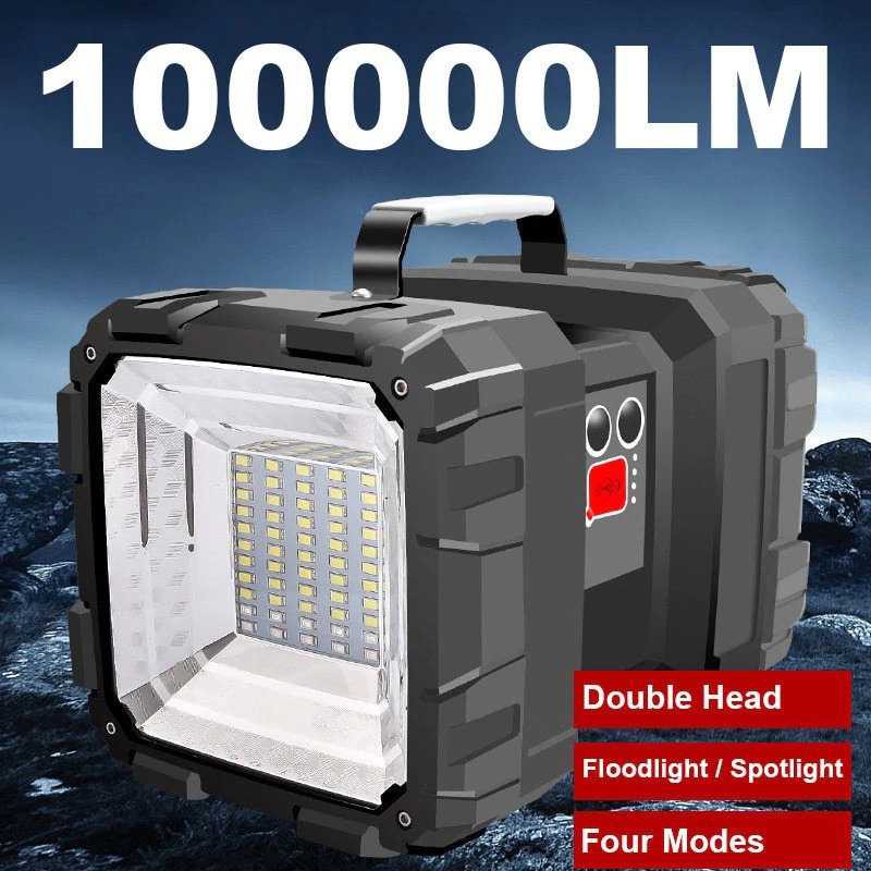 Senter Ultra Bright Twin Head 100.000 Lumens TAFFLED XHP70 + 45 SMD LED (Up to 500 Meters) 60W Water