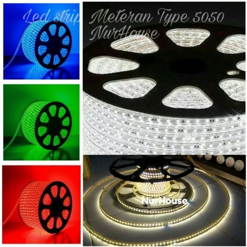 lampu led strip selang 220 volt 1 roll 100 meter