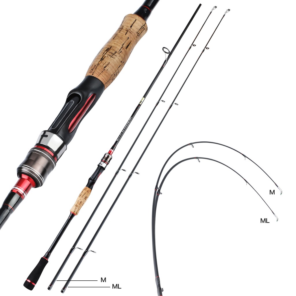 Sougayilang 2 Bagian Casting/Batang Pemintal Serat Karbon Tinggi Fishing Rod 2 Piece Power M dan L Fishing Pole