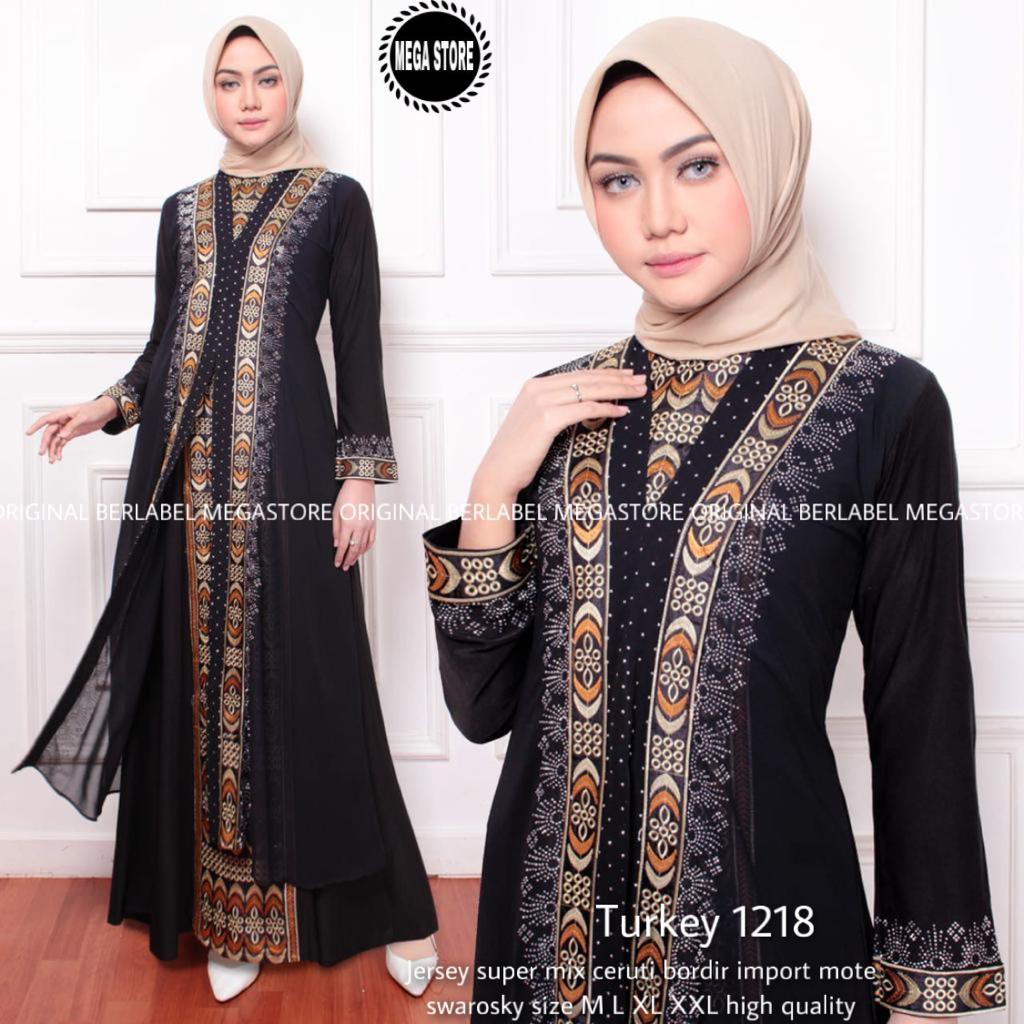 OK - NEW ABAYA TURKEY HITAM ORIGINAL | ABAYA TURKEY MEWAH | ABAYA TURKEY BORDIR | TURKEY 1218