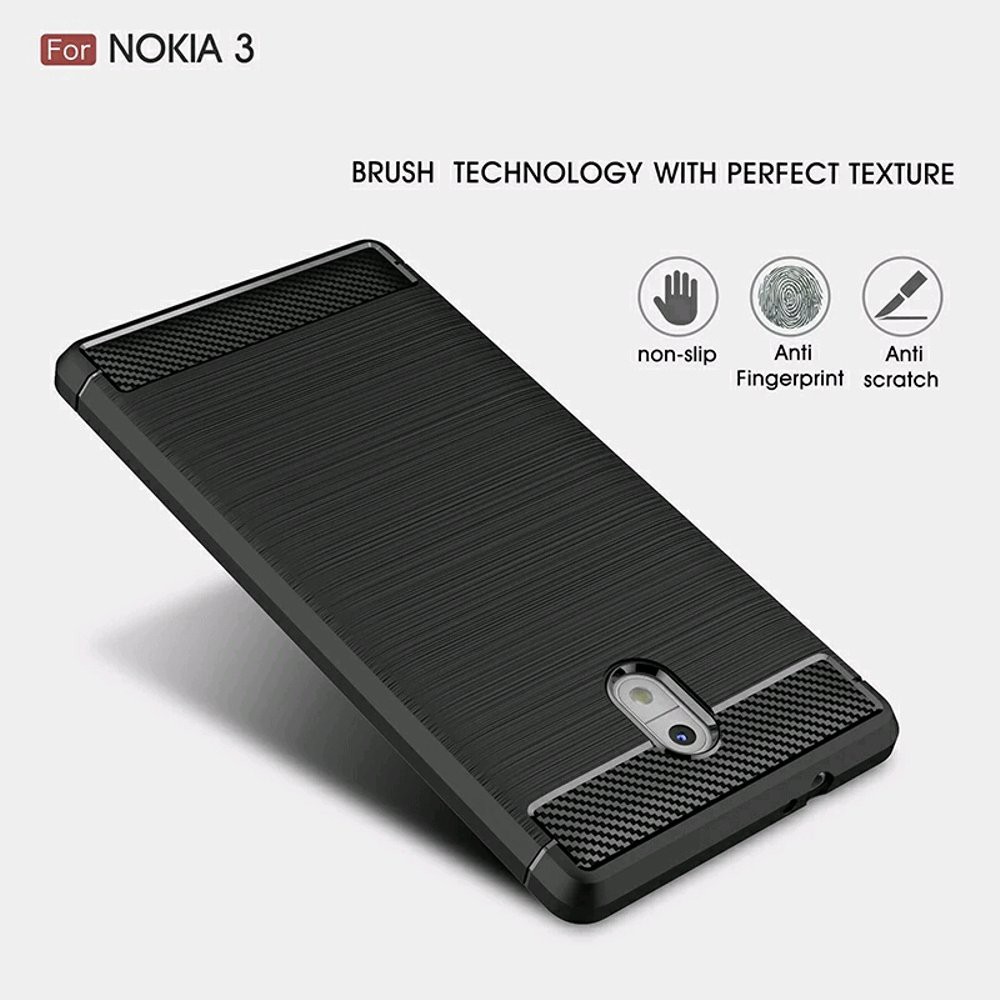 CASE CARBON NOKIA 3 FREE TEMPERED GLASS NOKIA 3