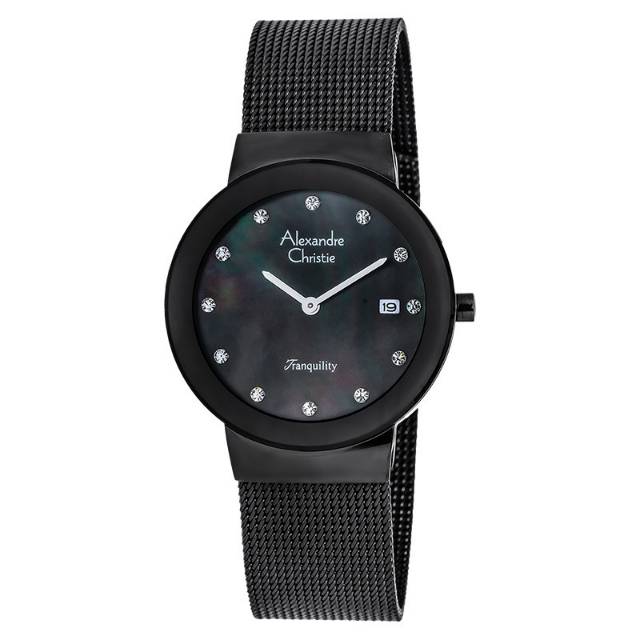 Jam Tangan Alexandre Christie AC 2607 LD Pasir Full Black Wanita / Cewek Original