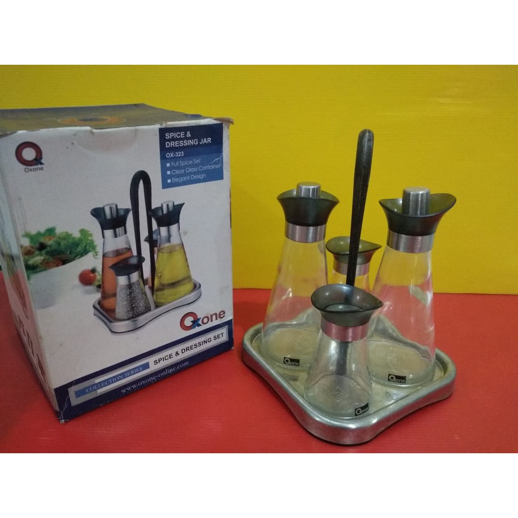 Tempat Bumbu OXONE OX 323 Spice and Dressing Set Jar beserta Rak