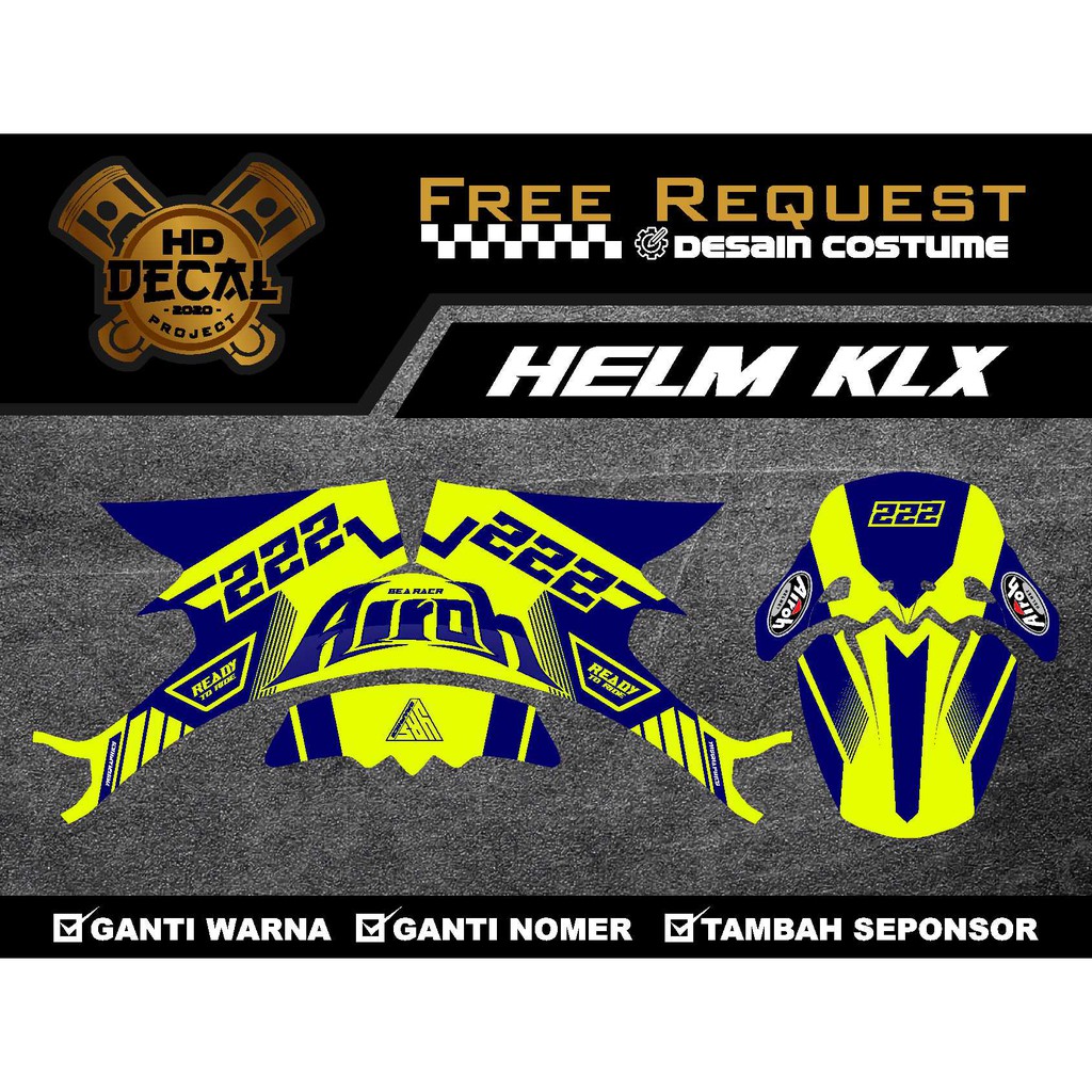 Decal helm klx 150 - Wraping helmet - sticker helm klx - kyt - gm - snail - cargloss 01