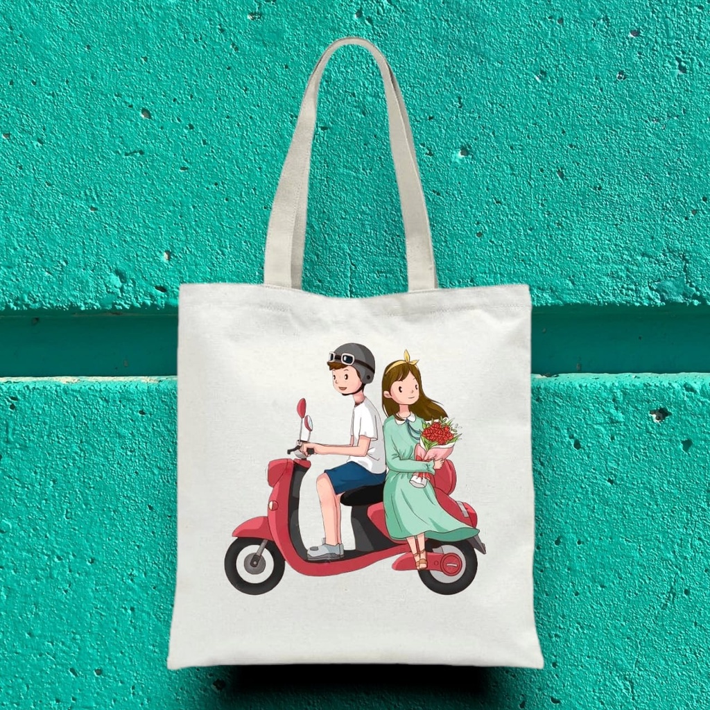 Tote Bag Kanvas Tas Wanita Kuliah Fashion Laptop Totebag Karakter Aesthetic