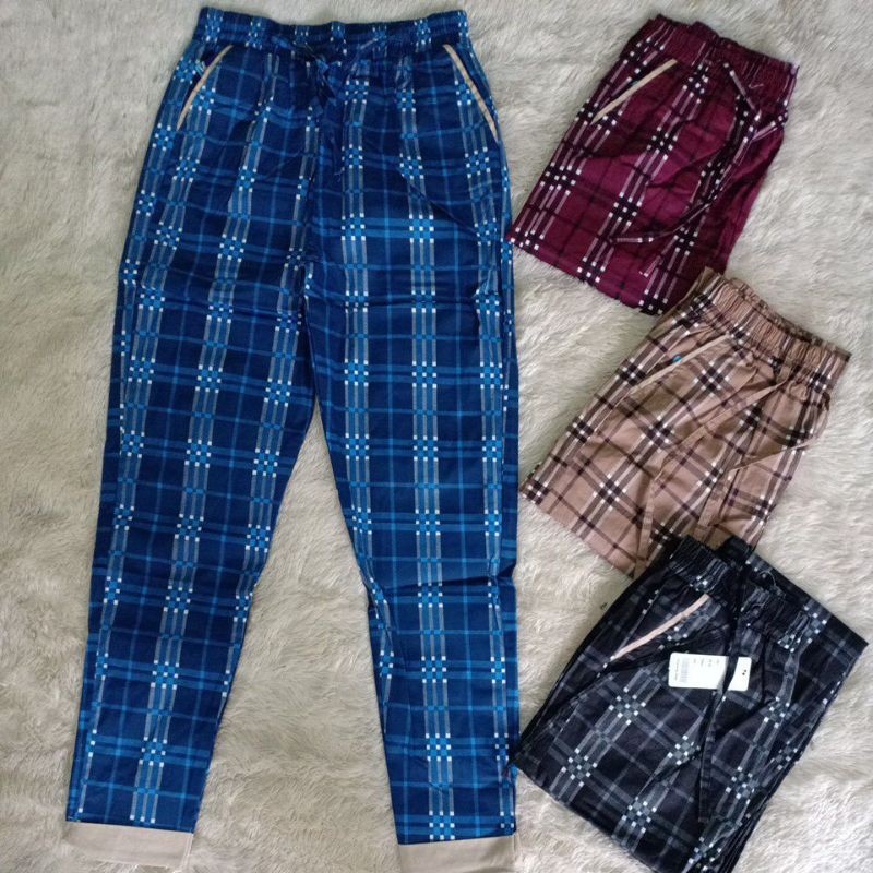 CELANA BAGGY PANTS KOTAK KOMBINASI STIK BALIK REMAJA