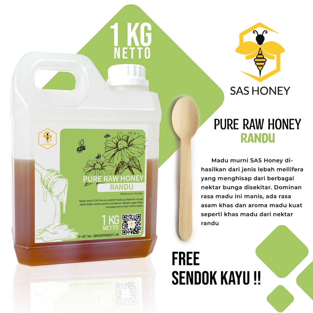 

Madu Asli Murni 1Kg Sas Honey Nektar Bunga Randu