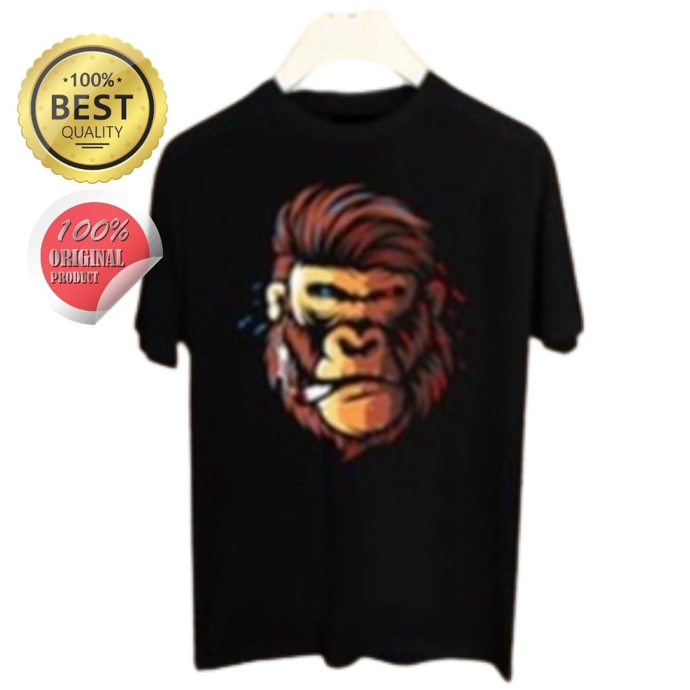 Kaos Pria Baju Distro Gorila Merokok Printing Original Lengan Pendek Katun Keren Murah T-shirt baru